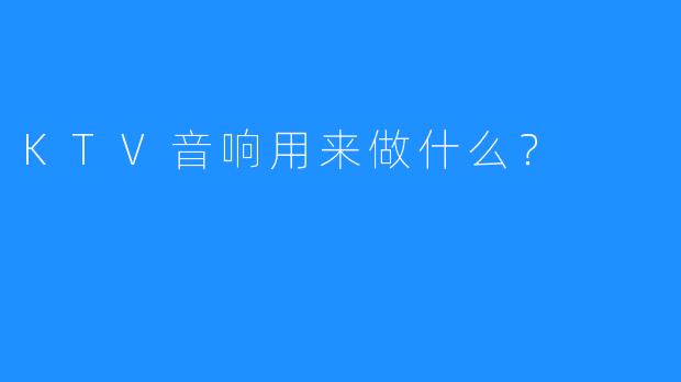 KTV音响用来做什么?