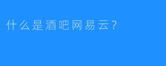 什么是酒吧网易云?