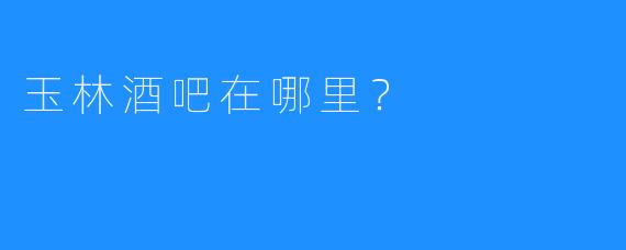 玉林酒吧在哪里?