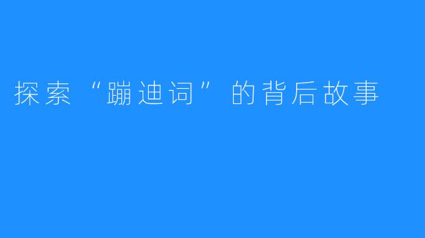 探索“蹦迪词”的背后故事