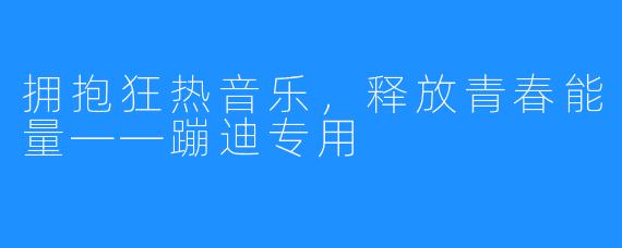 拥抱狂热音乐,释放青春能量——蹦迪专用