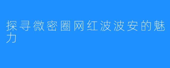 探寻微密圈网红波波安的魅力