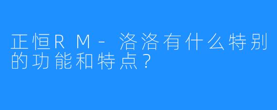 正恒RM-洛洛有什么特别的功能和特点?