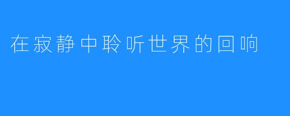 在寂静中聆听世界的回响