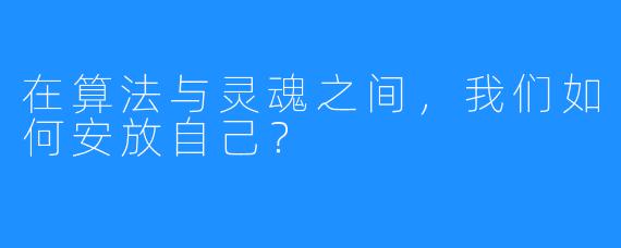 在算法与灵魂之间,我们如何安放自己?
