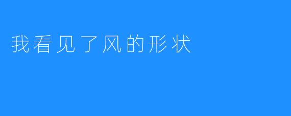 我看见了风的形状