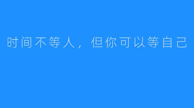 时间不等人，但你可以等自己